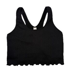 90 Degree by Reflex Black Ribbed Crop‎ Tank Top Women's Large